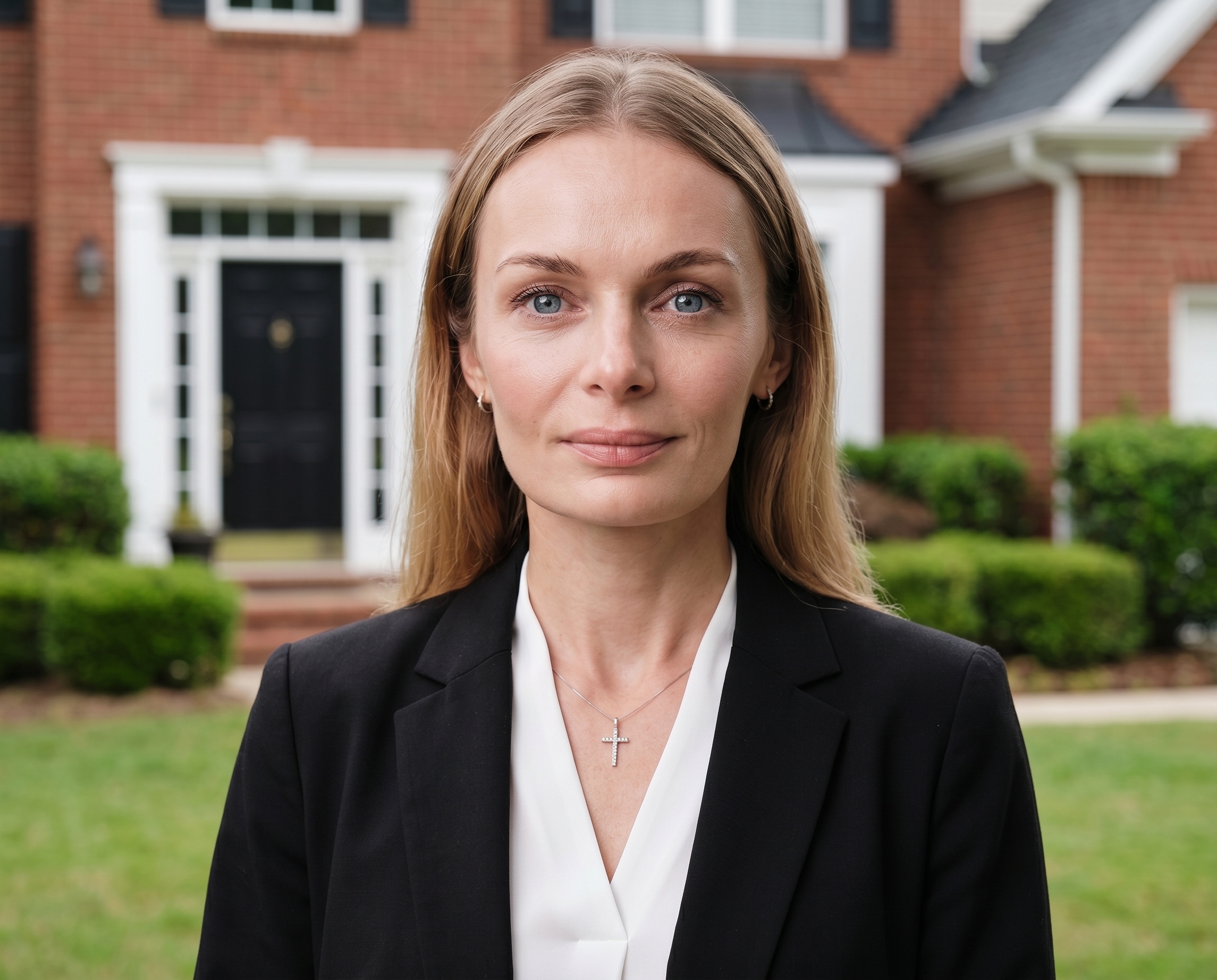 Laura, a real estate agent headshot in the brokerage one locked studio style